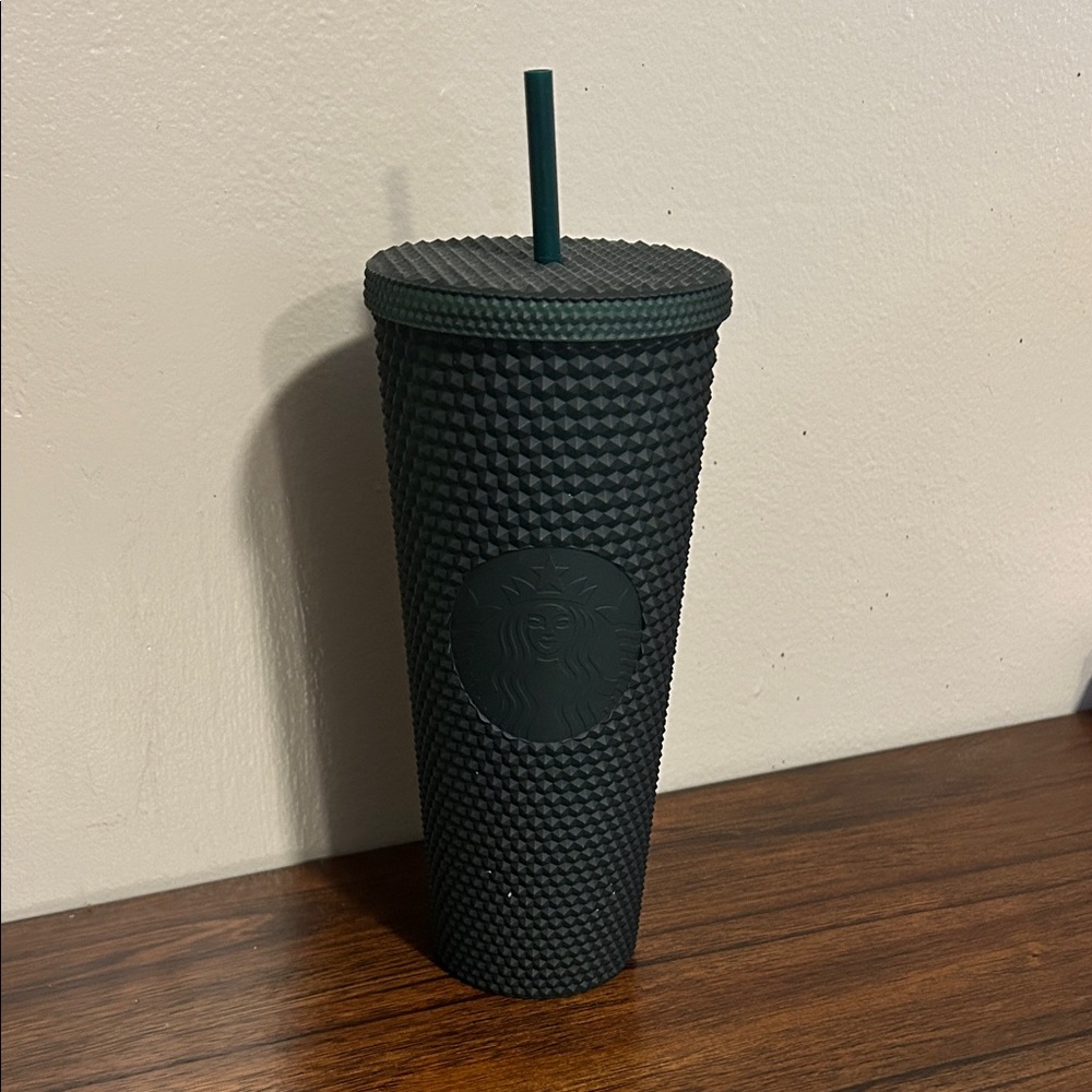Starbucks 24oz Dark Green Studded Tumbler with Straw